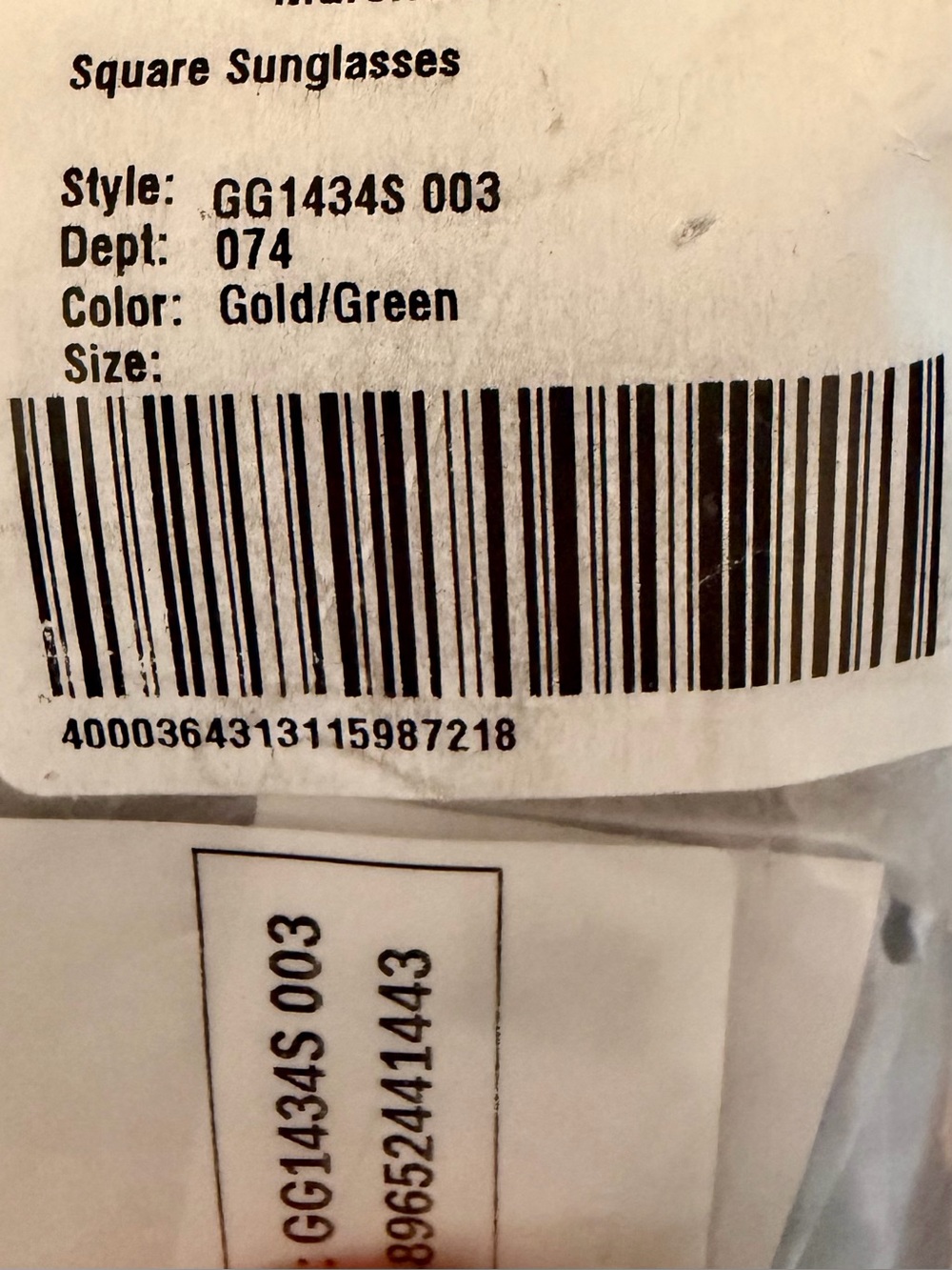New Gucci GG1434S 003 Gold/Green Sunglasses w/ COA & Case - Picture 8 of 9